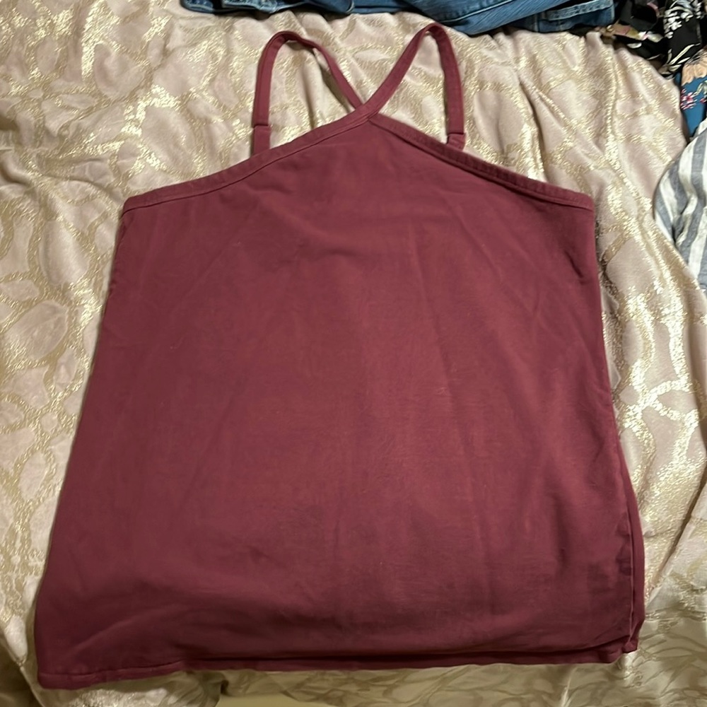 Burgundy cris cross spaghetti strap